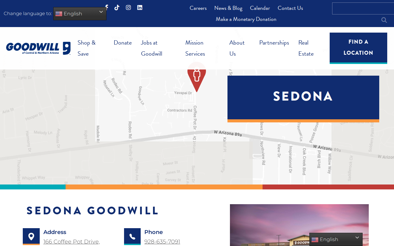 Sedona Goodwill Retail Store and Donations Center website preview