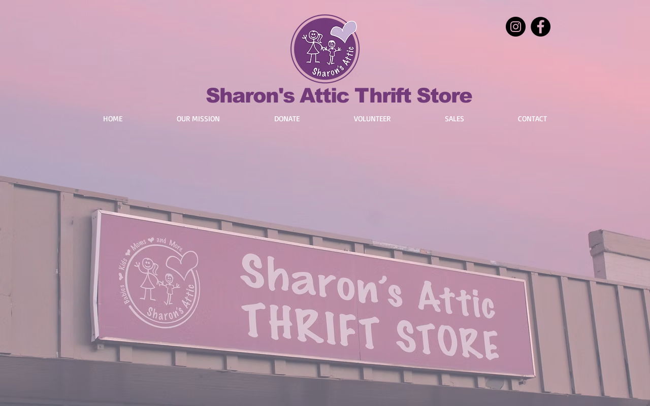 Sharon's Attic Thrift Store website preview