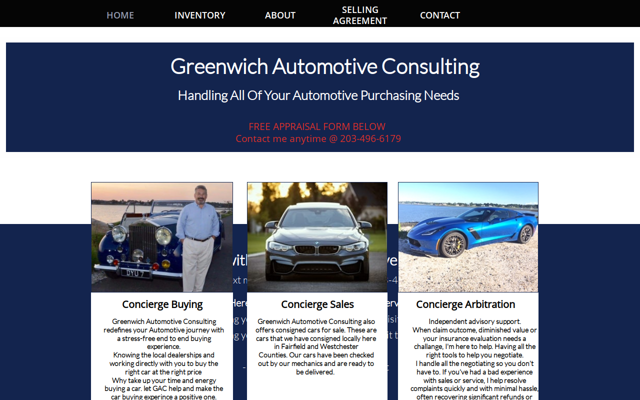 Greenwich Automotive Consignment website preview