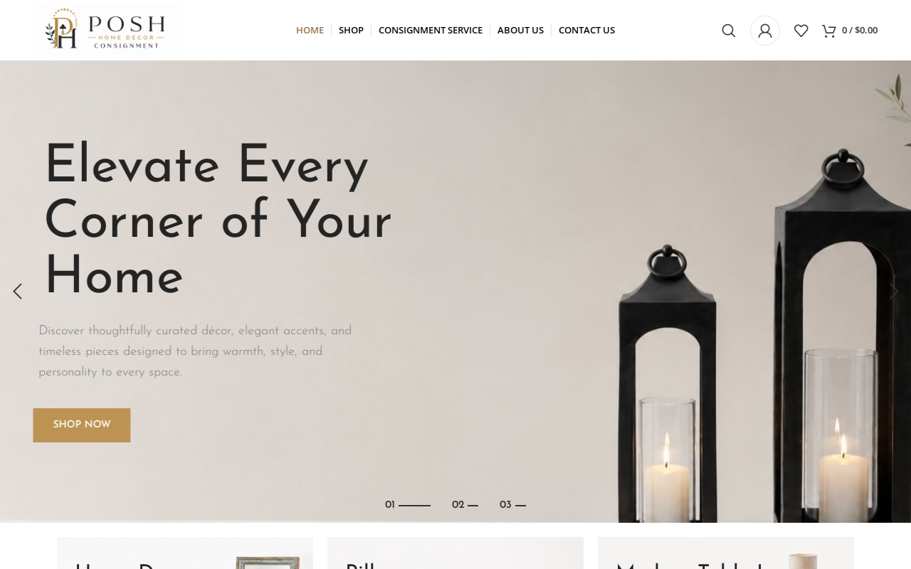 Posh Home Decor Consignment website preview