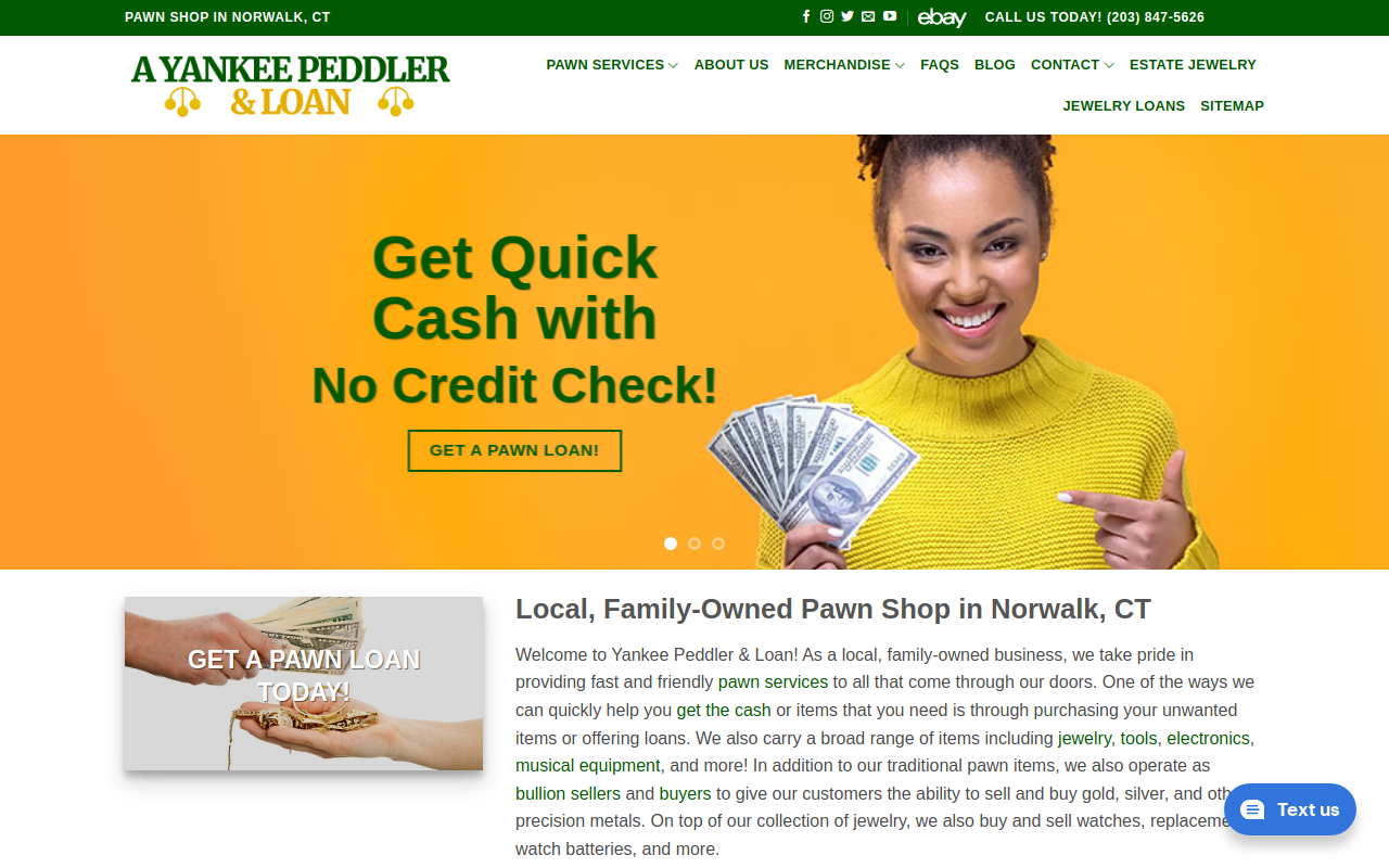 A Yankee Peddler & Loan website preview