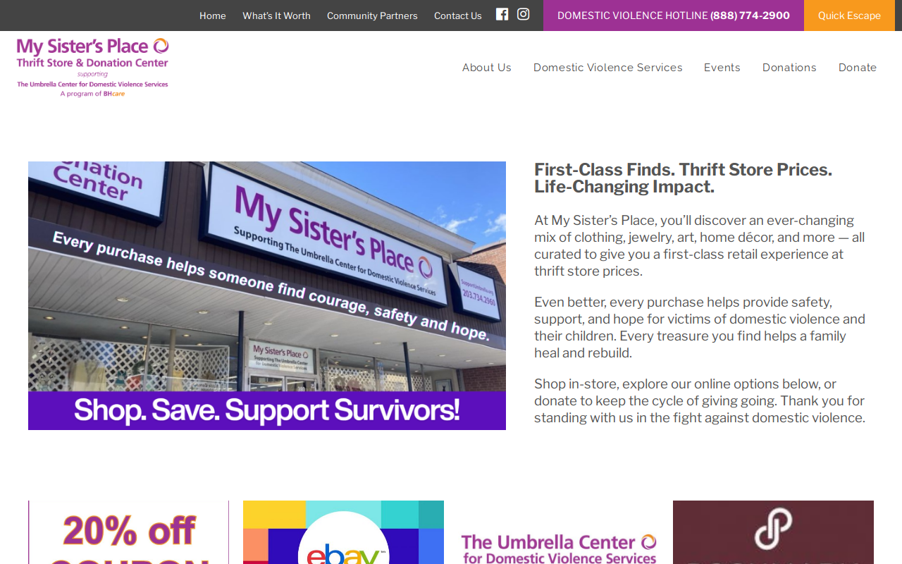 My Sister's Place Thrift Store & Donation Center website preview