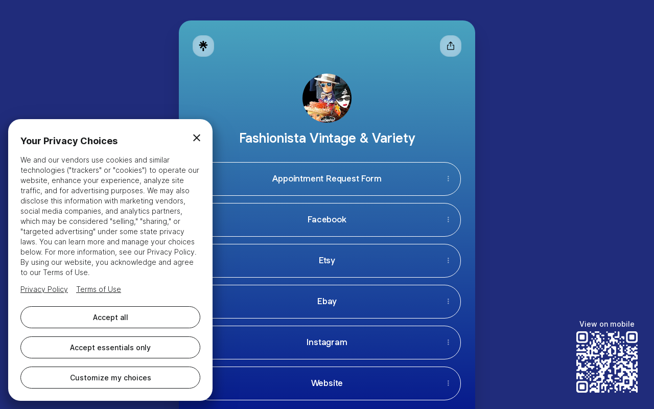 Fashionista Vintage & Variety website preview