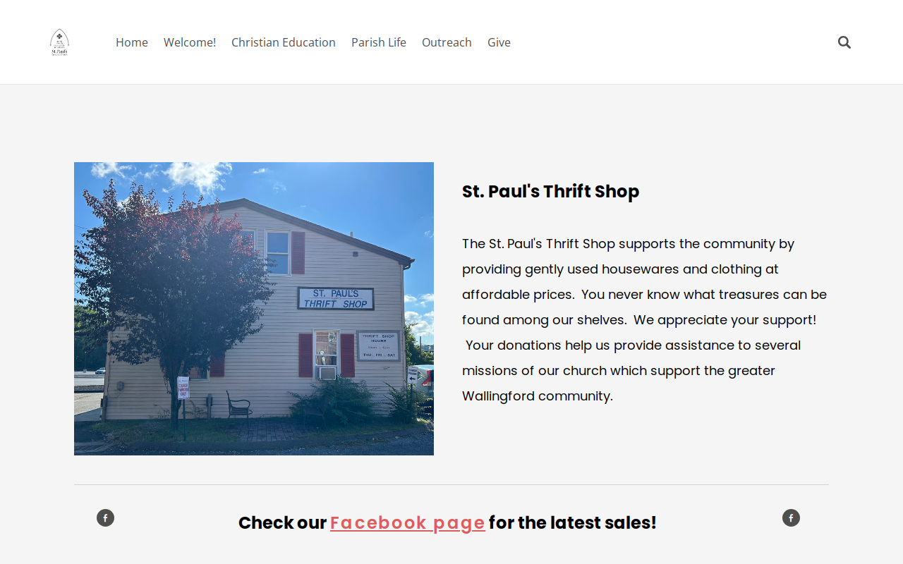 St. Paul's Thrift Shop website preview