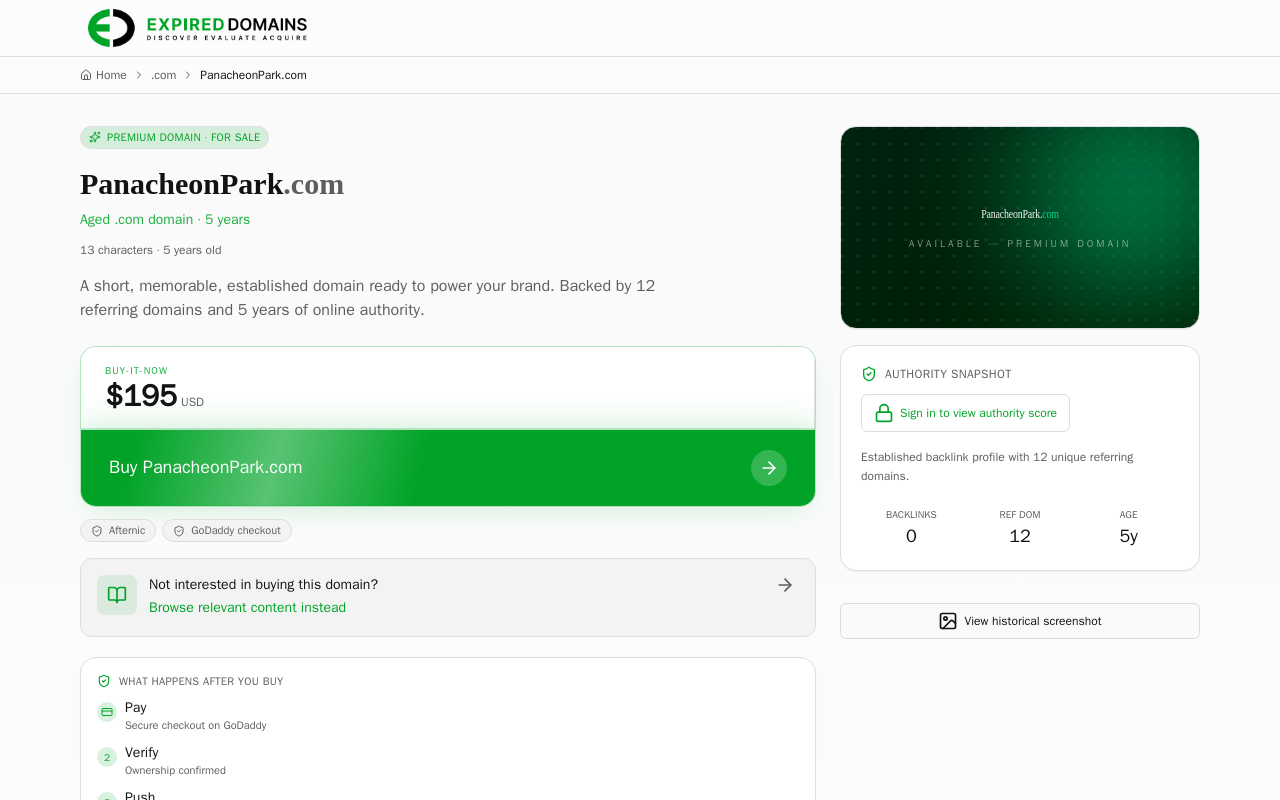 Panache On New Park website preview