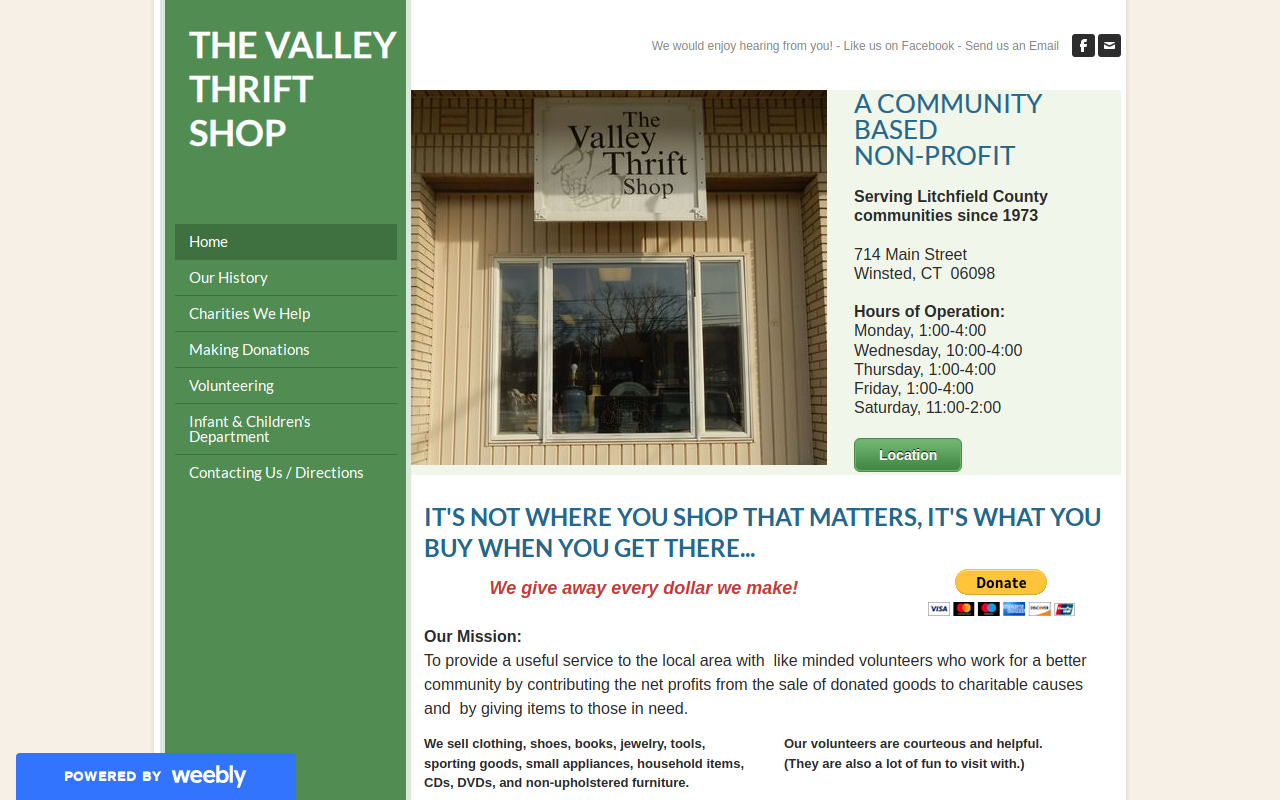 Valley Thrift Shop website preview