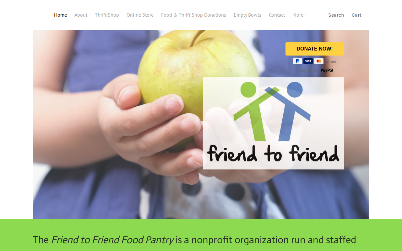 Friend To Friend Thrift Shop website preview