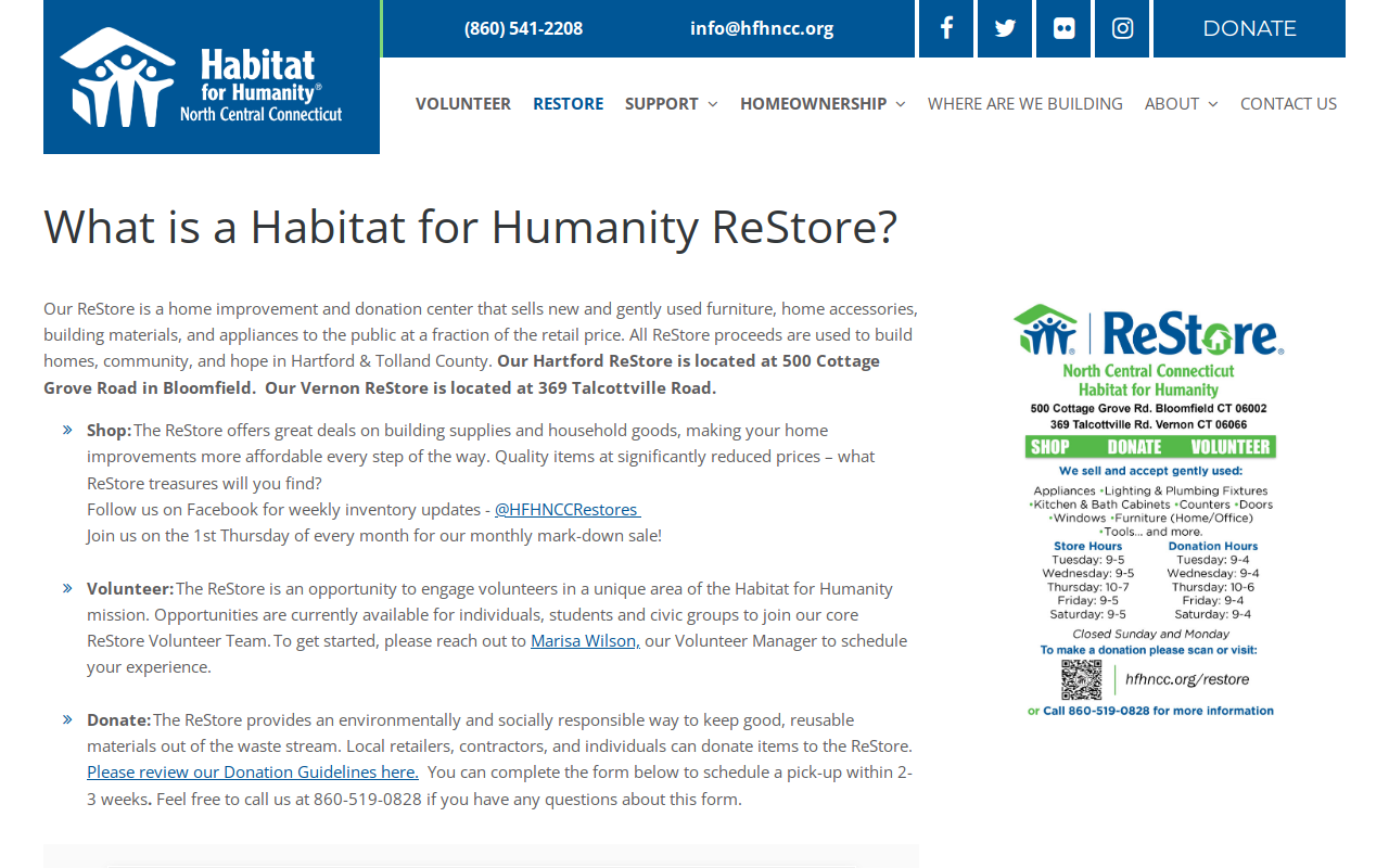 Habitat for Humanity of North Central CT Restores website preview