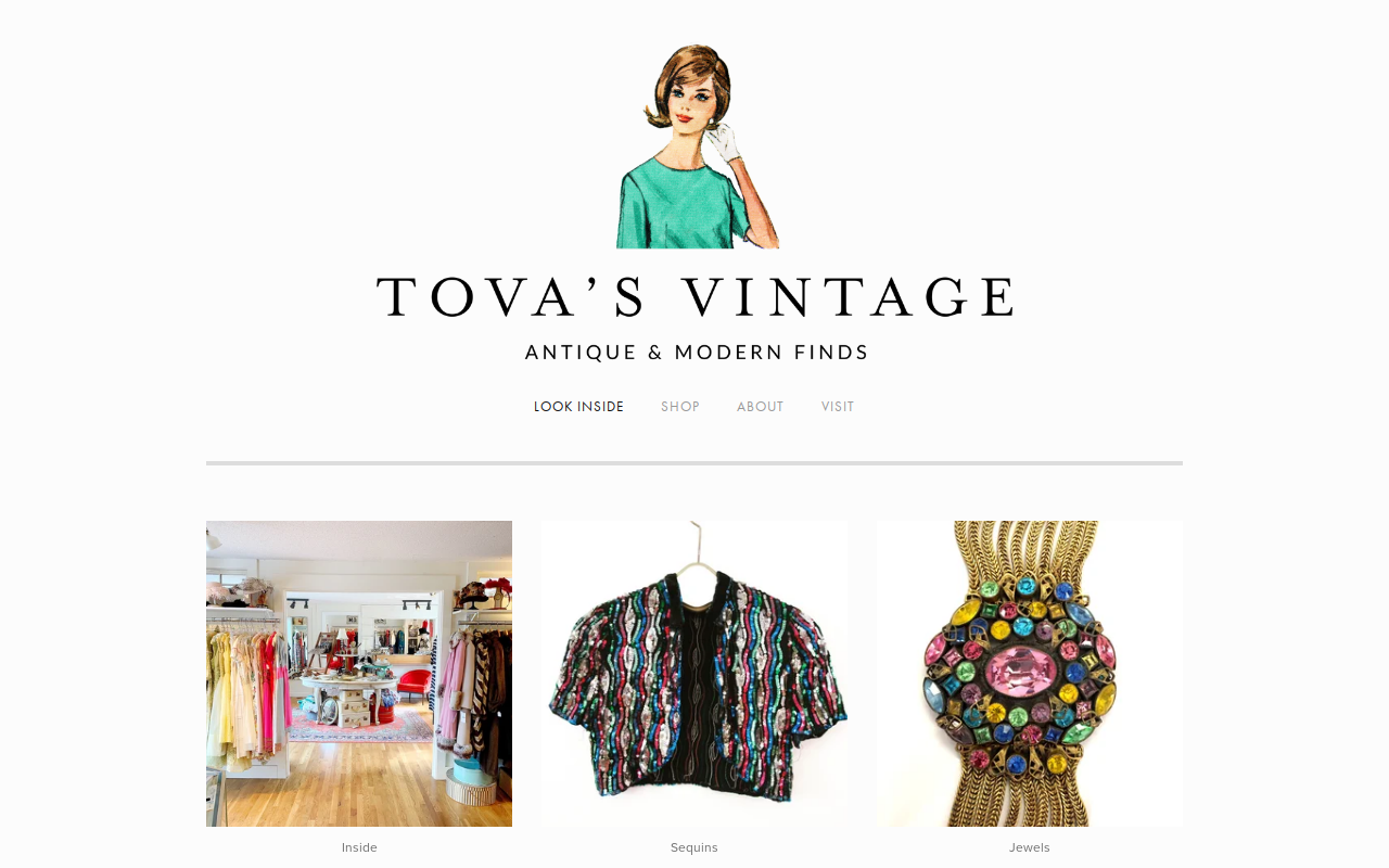 Tova's Vintage Shop website preview