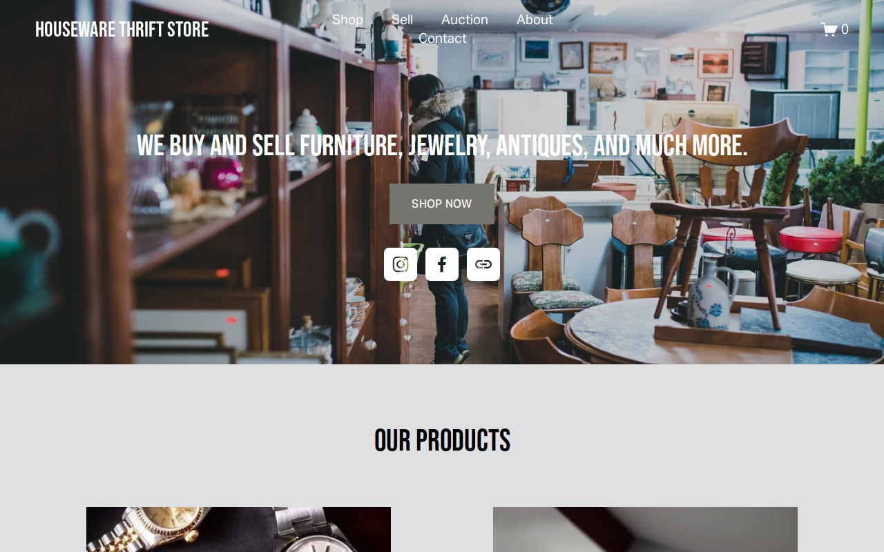 Houseware Thrift Store website preview