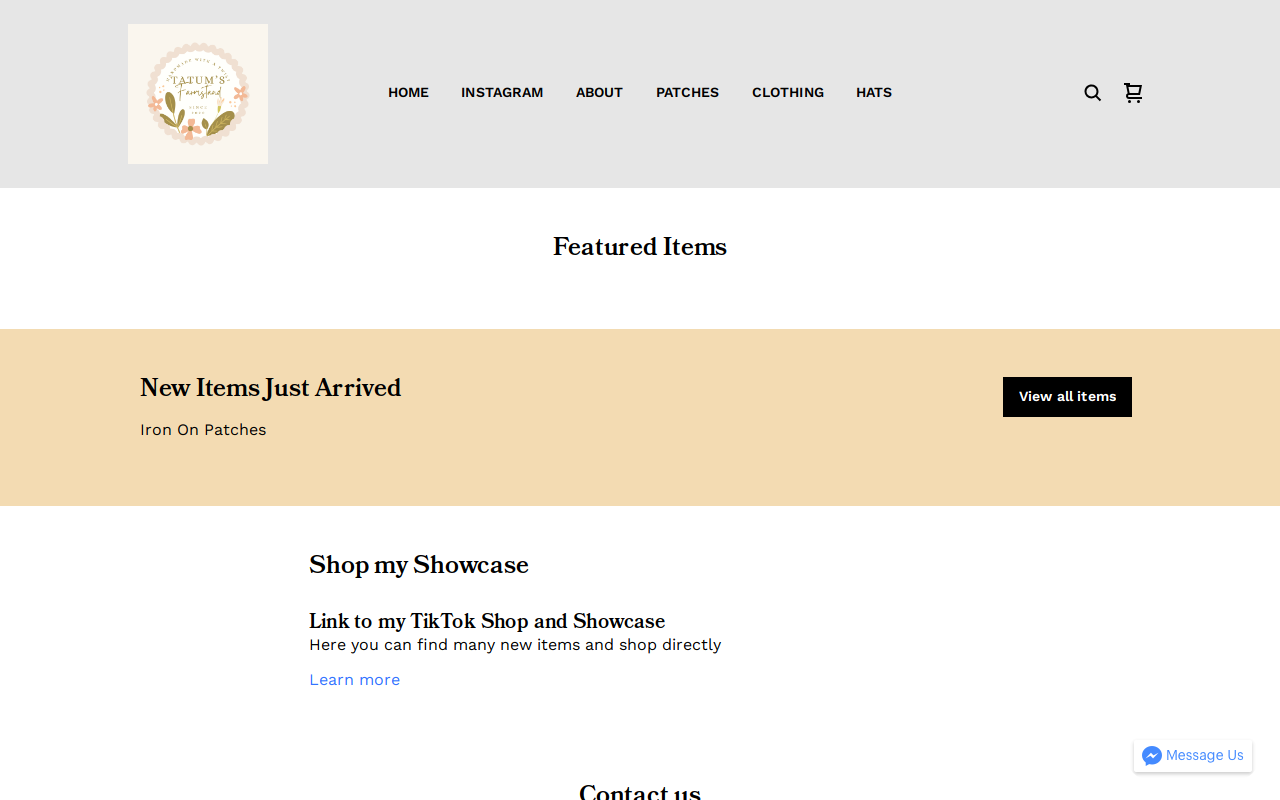 Tatum’s FarmStand & Vintage Shop website preview