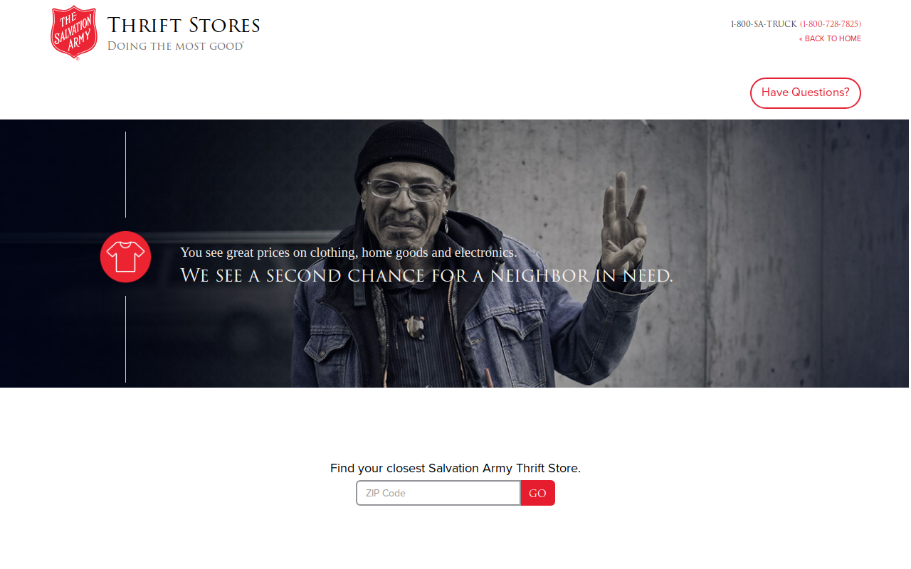 The Salvation Army Thrift Store website preview