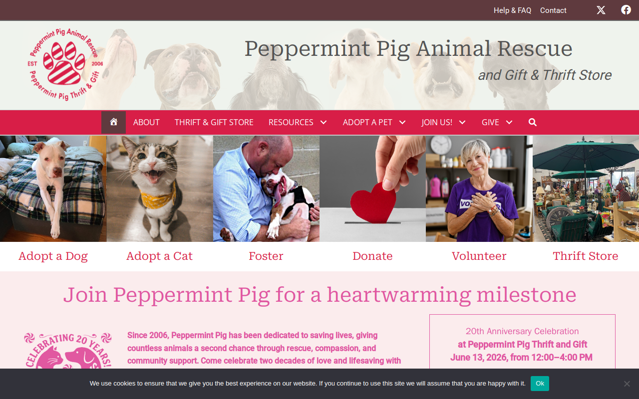Peppermint Pig Animal website preview