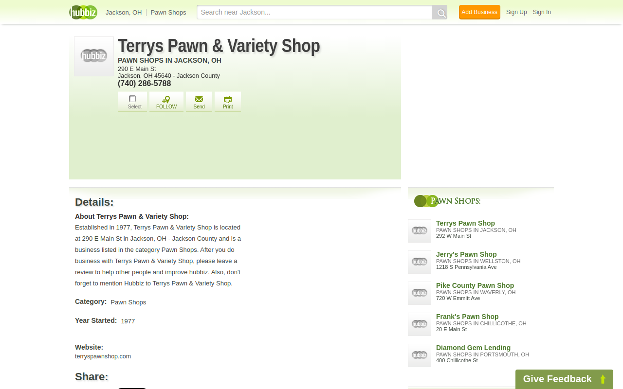 Terry's Pawn & Variety Shop website preview