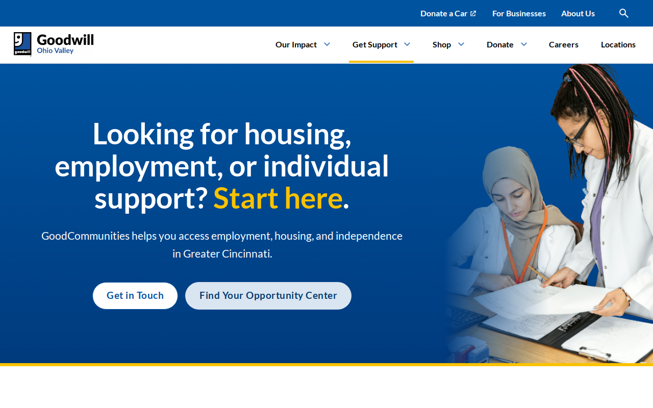 Ohio Valley Goodwill website preview