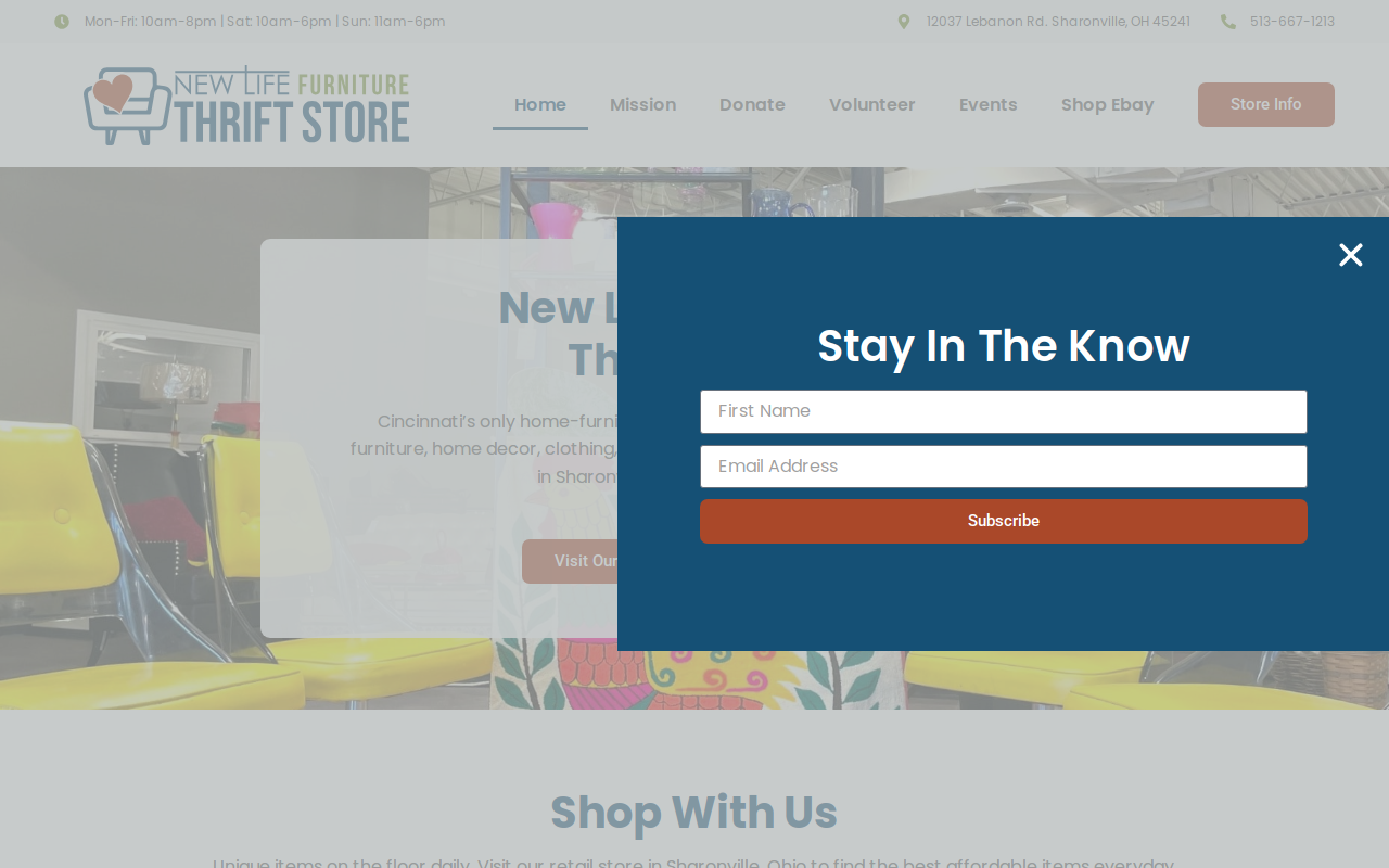New Life Furniture Thrift Store website preview
