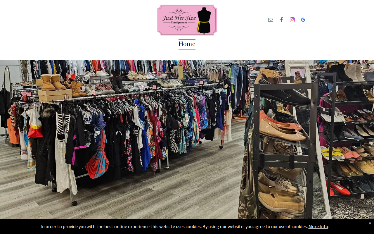Just Her Size Consignment website preview