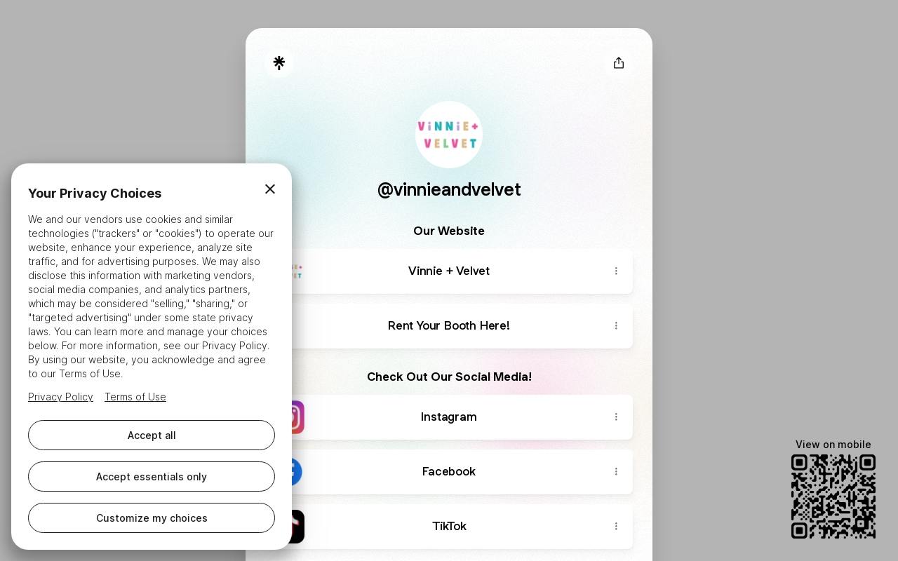Vinnie and Velvet website preview