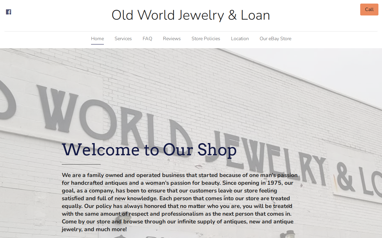 Old World Jewelry and Loan website preview