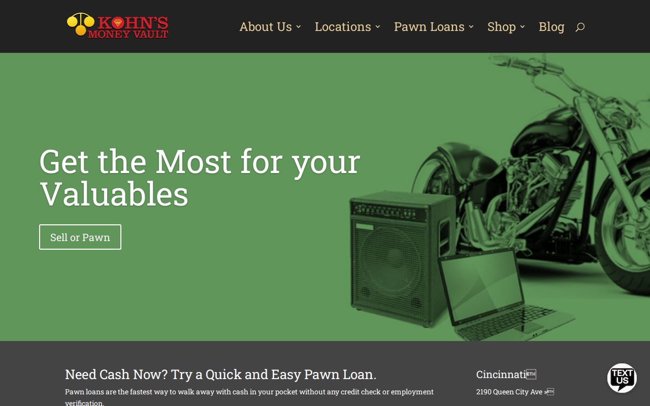 Kohns Jewlery & Loan website preview
