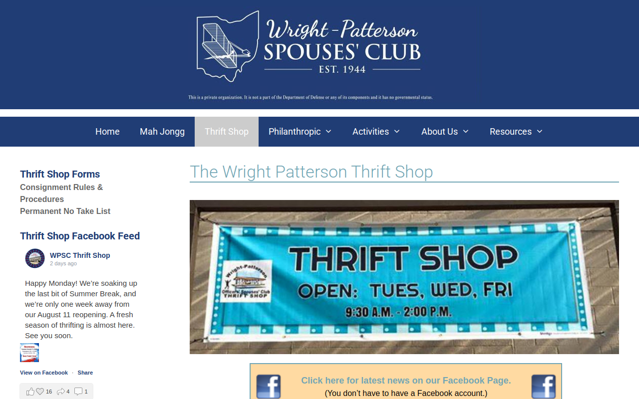 WPOSC Thrift Shop website preview