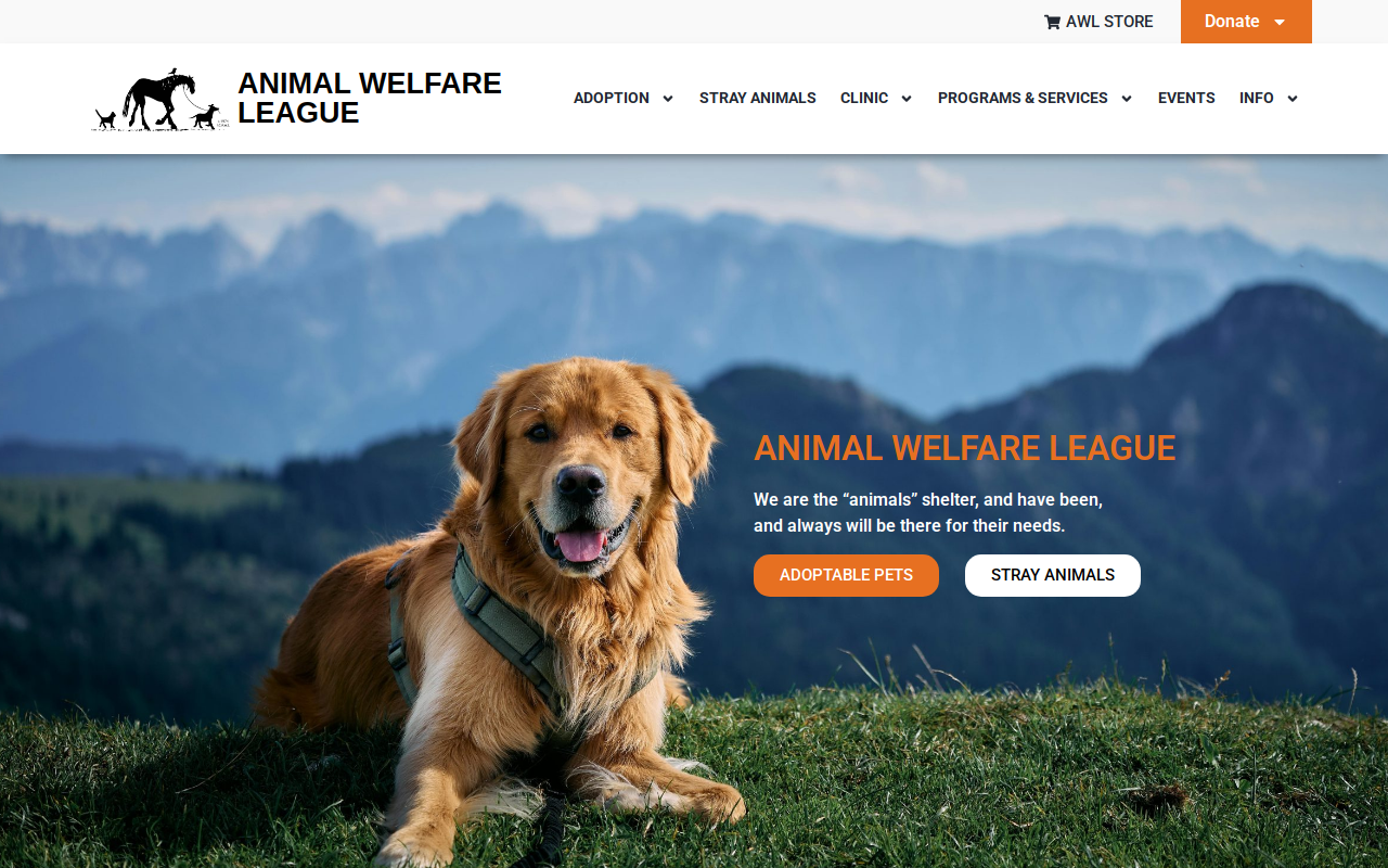 Animal Welfare League Thrift Store website preview