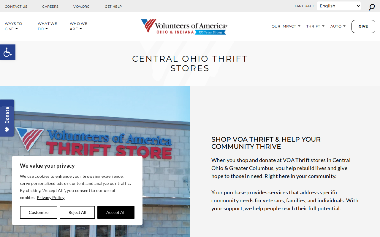 Volunteers of America Thrift Store - West Broad Street website preview