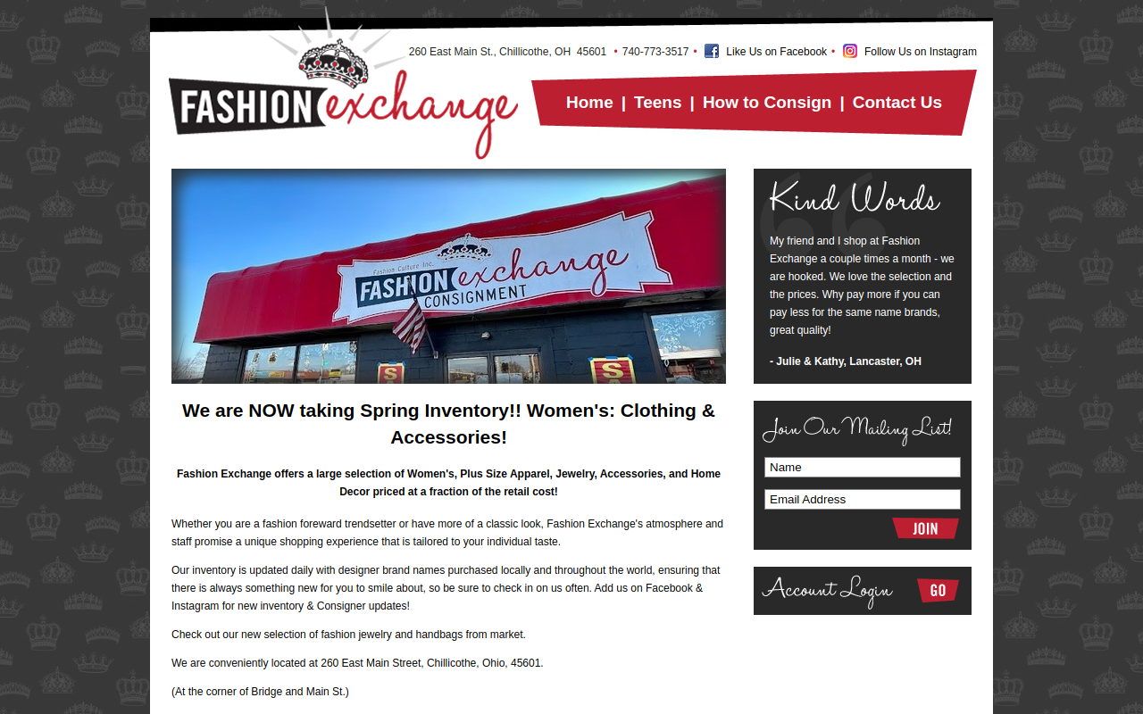 Fashion Exchange website preview