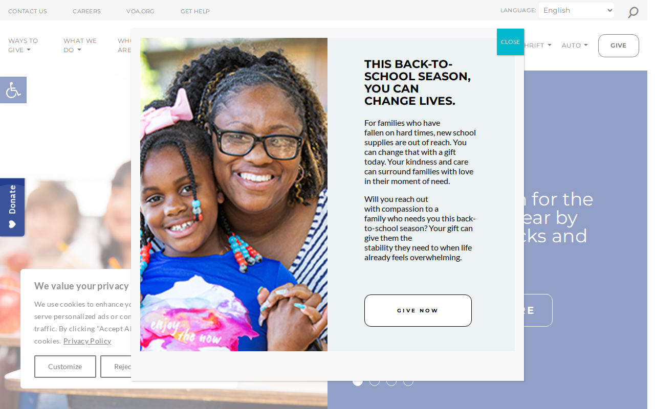 Volunteers of America Ohio & Indiana website preview