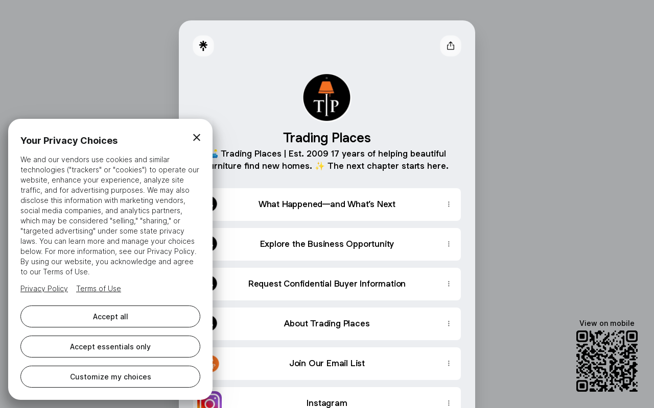 Trading Places website preview