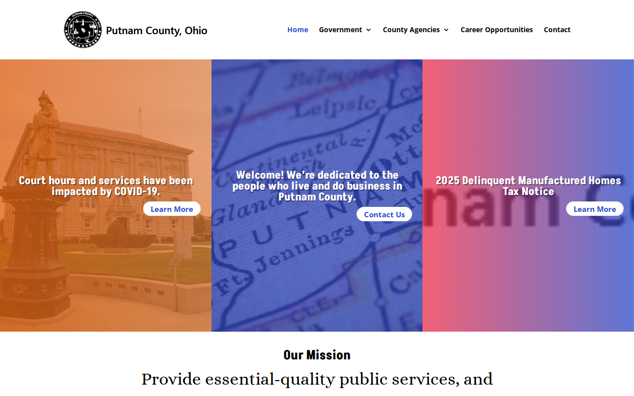 Putnam County Community Thrift Store website preview