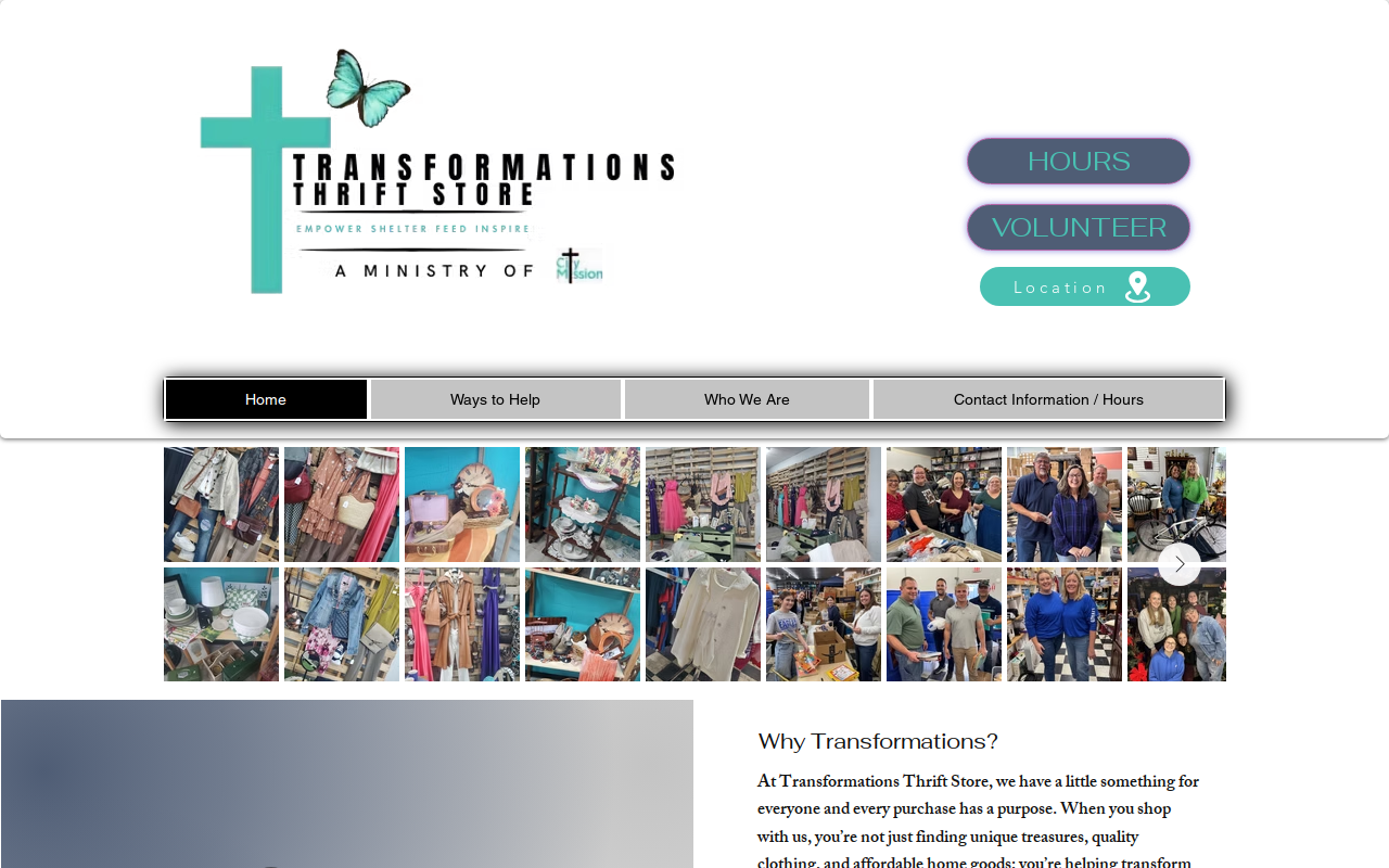 Transformations Thrift Store Findlay Ohio website preview