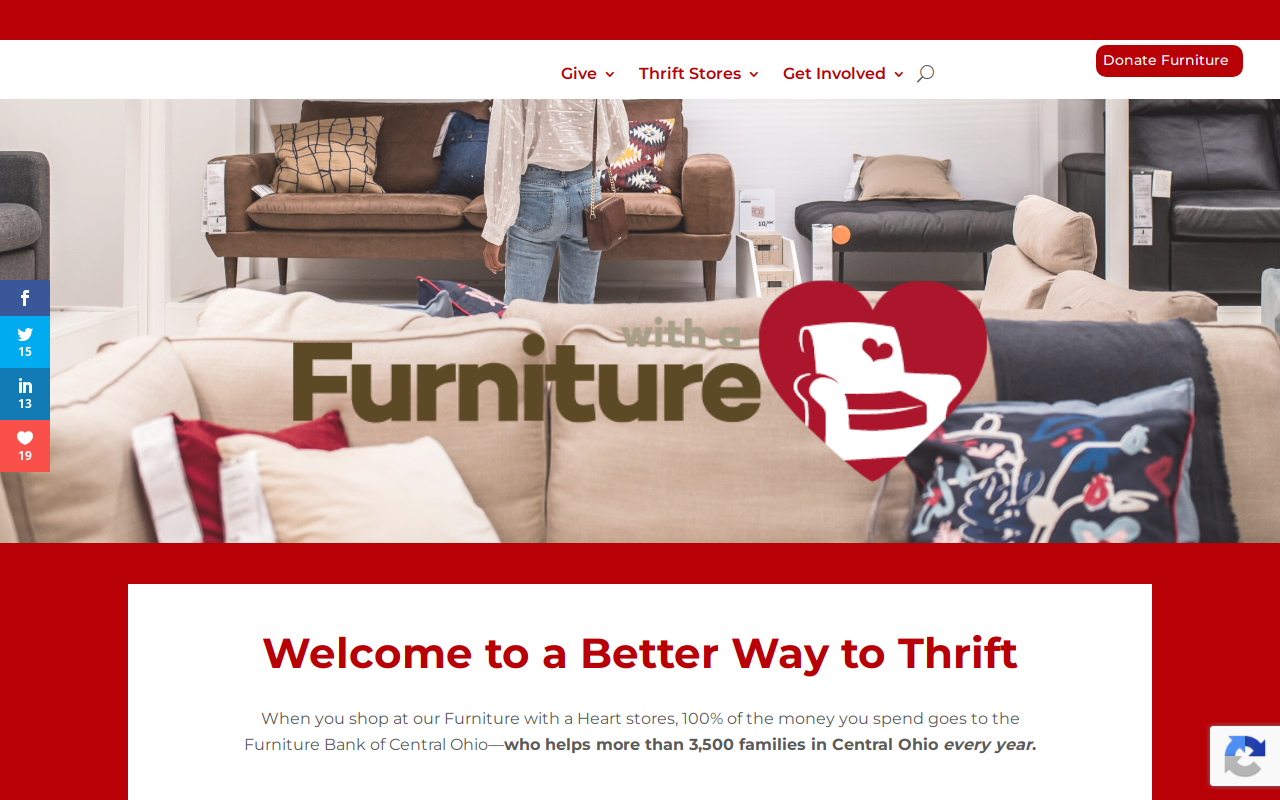 Furniture with a Heart Thrift Store website preview