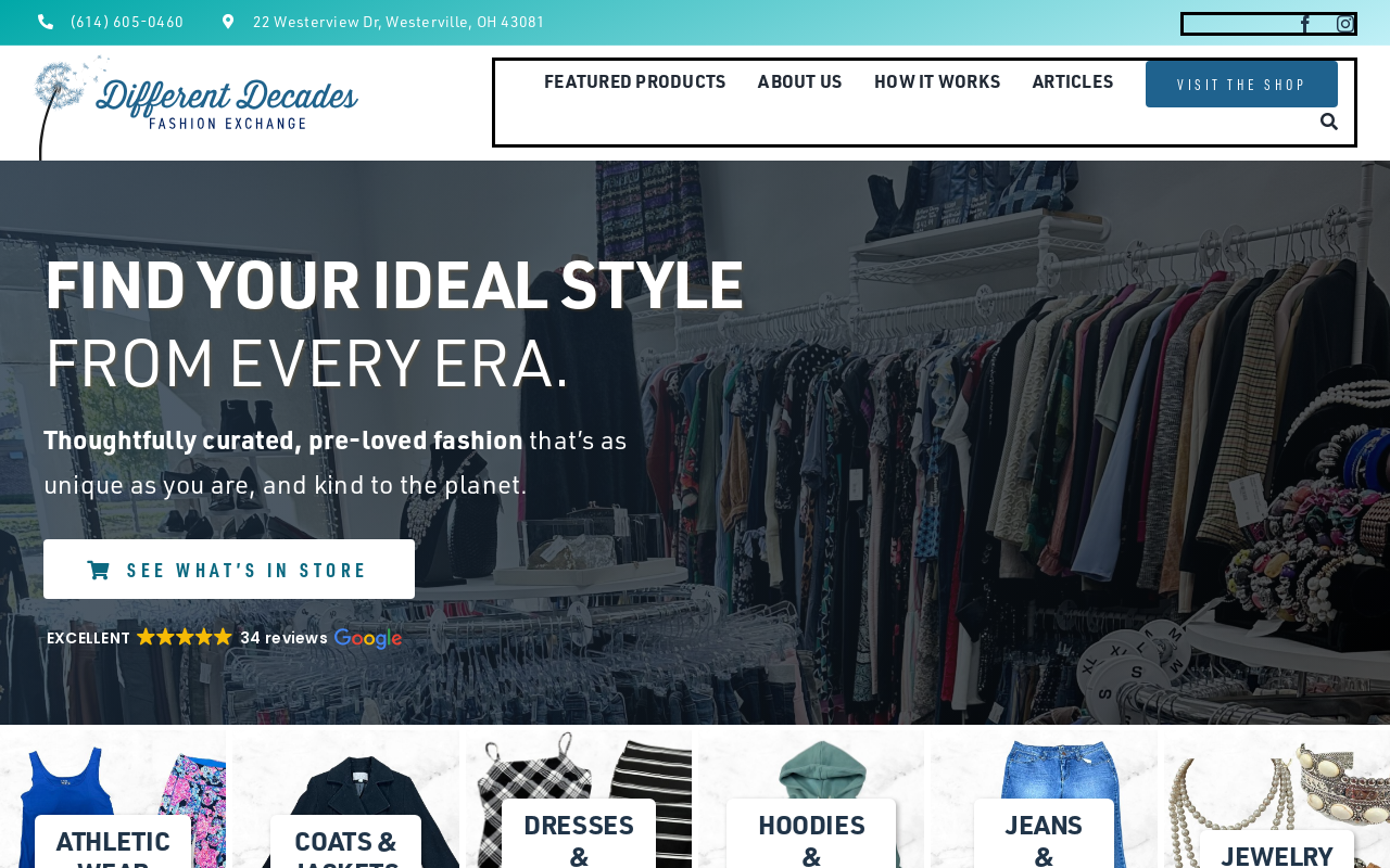Different Decades Fashion Exchange website preview