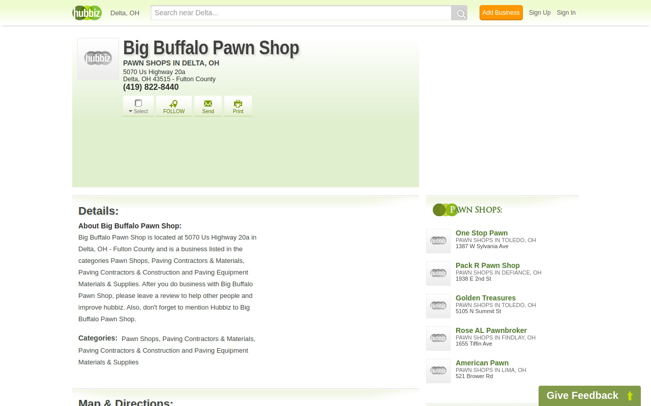 Big Buffalo Pawn Shop website preview