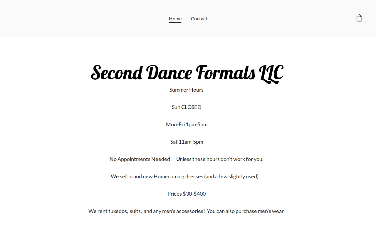 Second Dance Formals LLC website preview