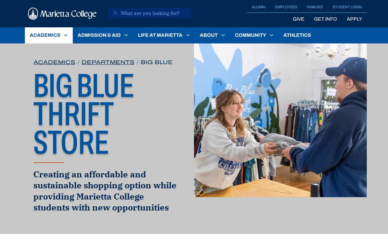 Big Blue Thrift Store website preview