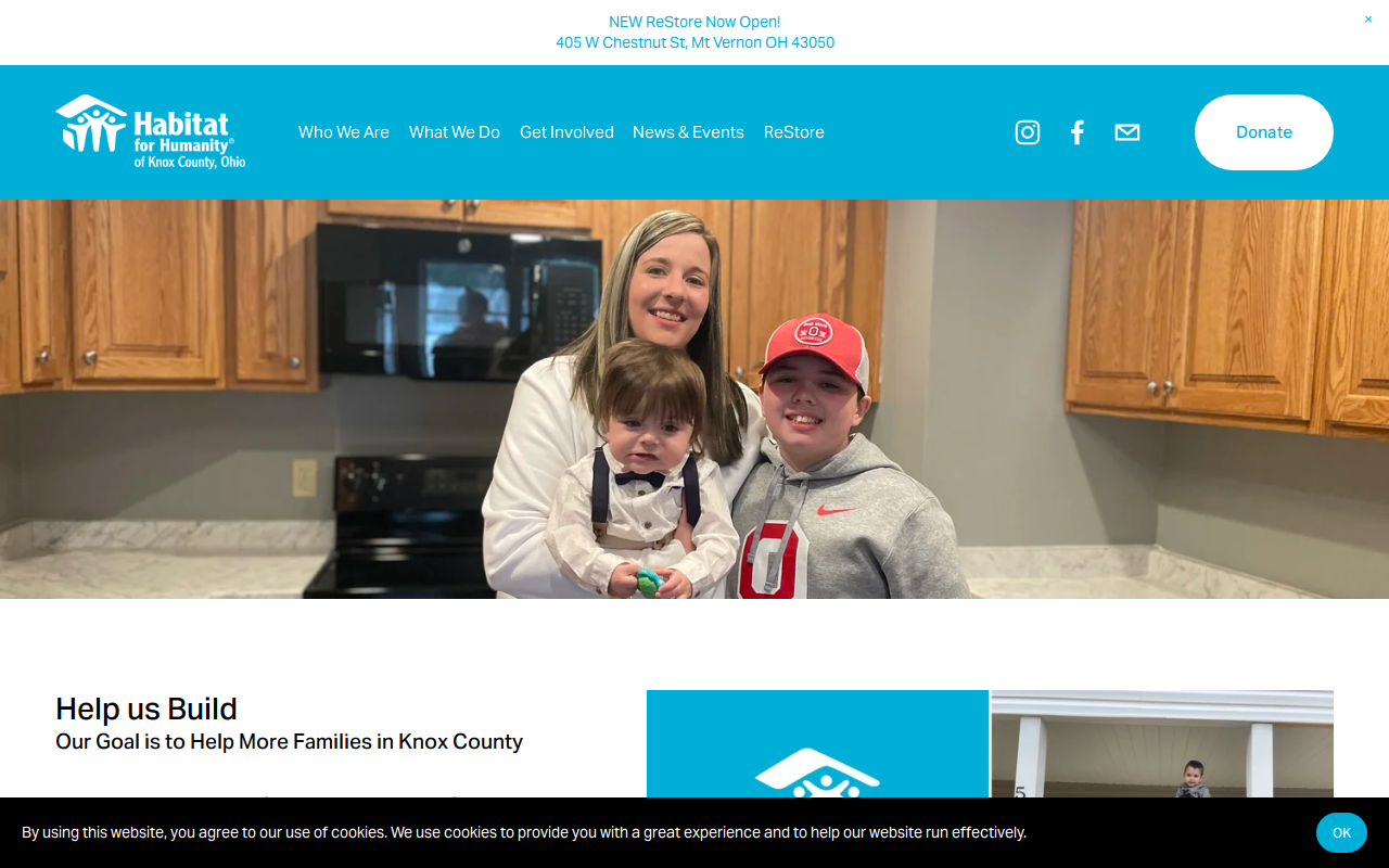 Habitat For Humanity of Knox County, Ohio website preview