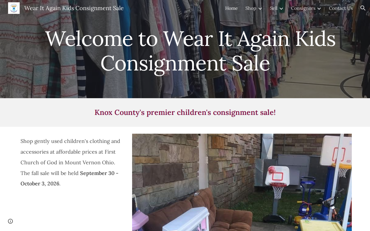 Wear It Again Kids Consignment Sale website preview