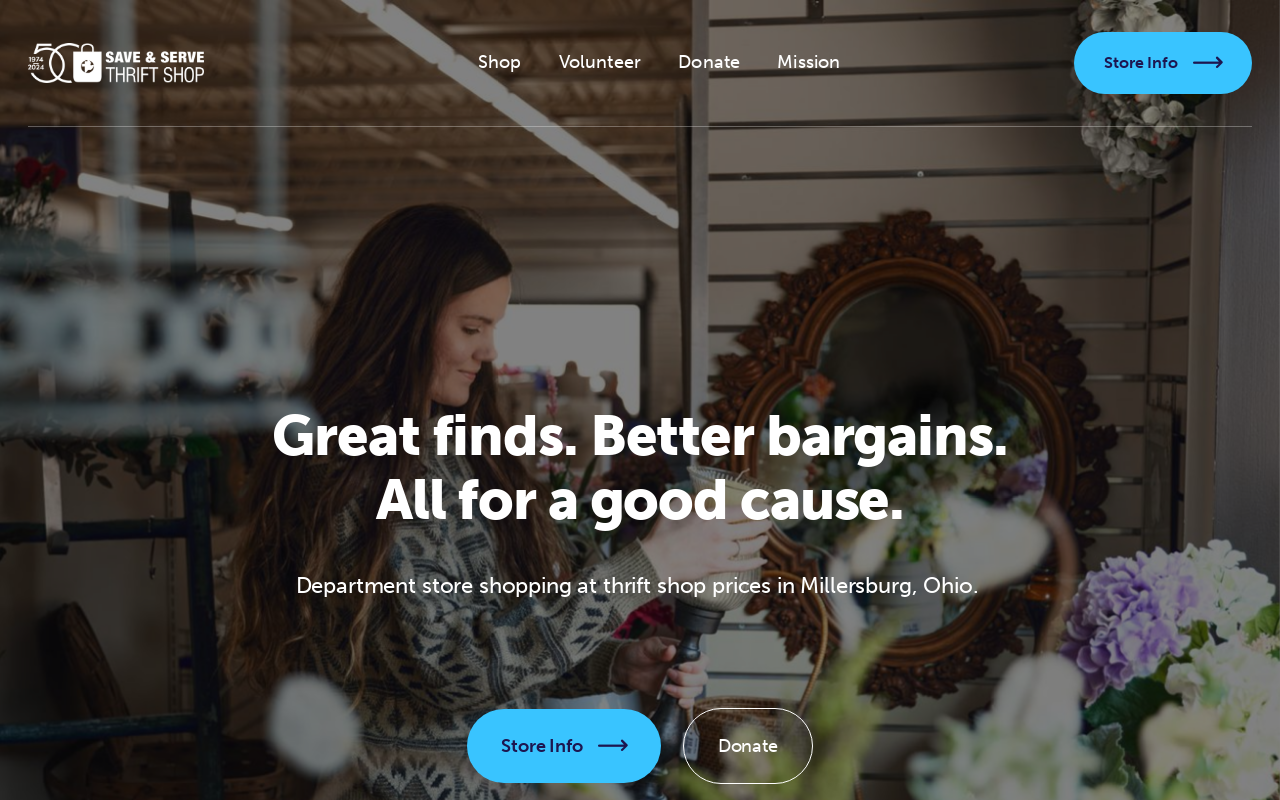 Save and Serve Thrift Shop website preview