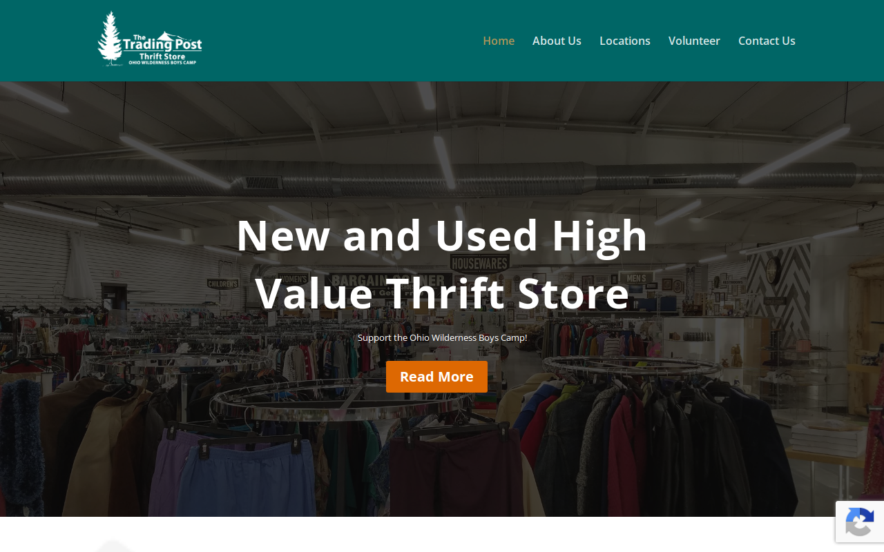 The Trading Post Thrift Store website preview