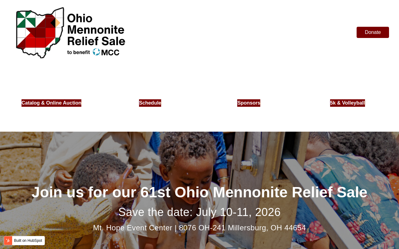 Ohio Mennonite Relief Sale and Auction website preview
