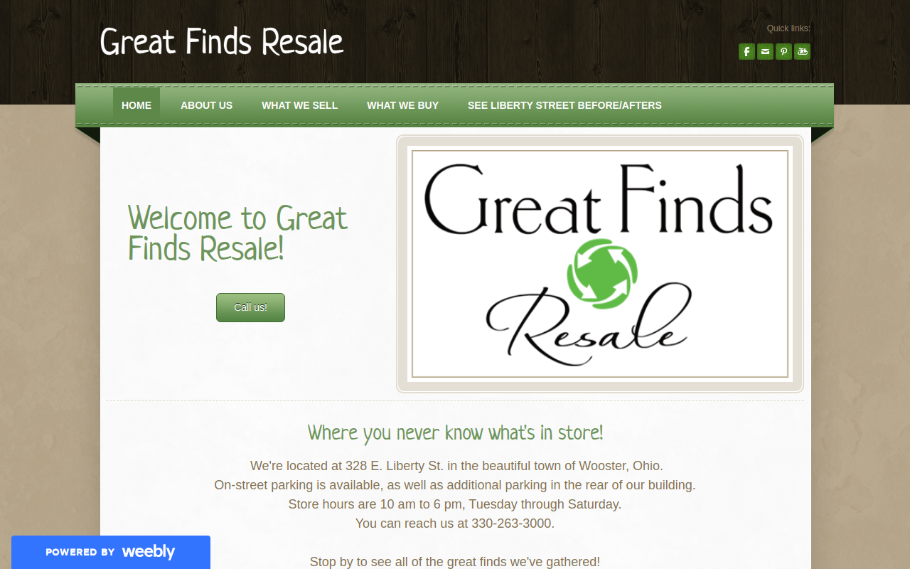 Great Finds Resale website preview