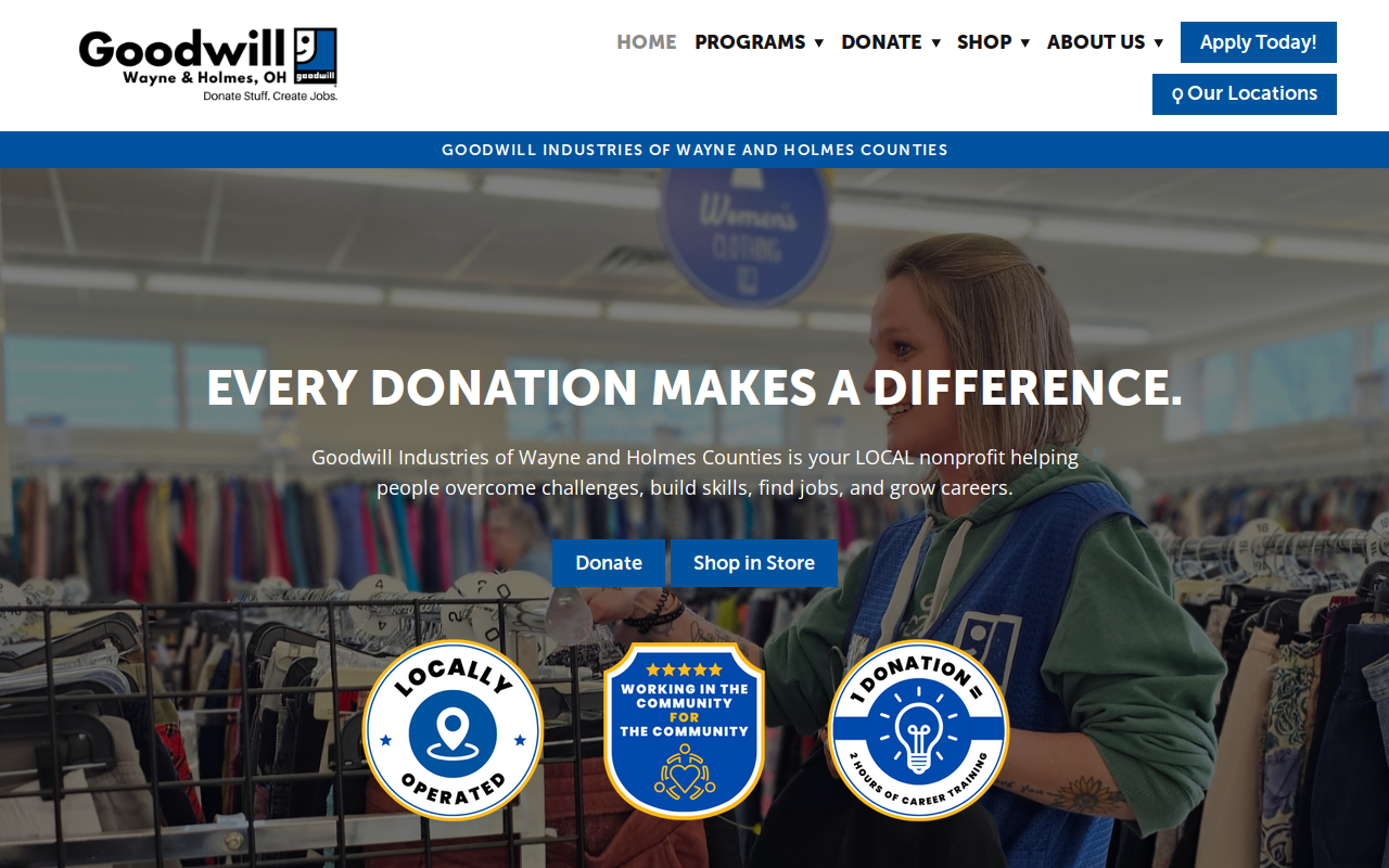 Goodwill Wooster Thrift website preview