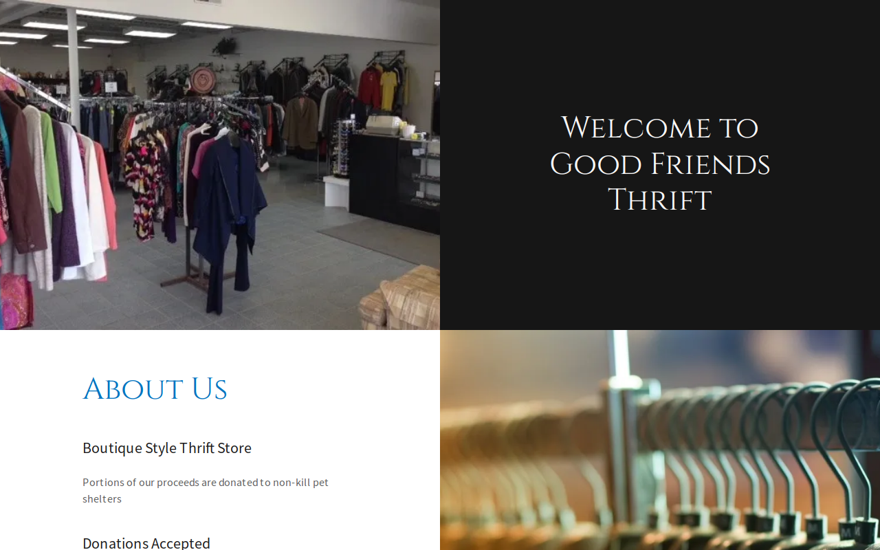 Good Friends Thrift website preview