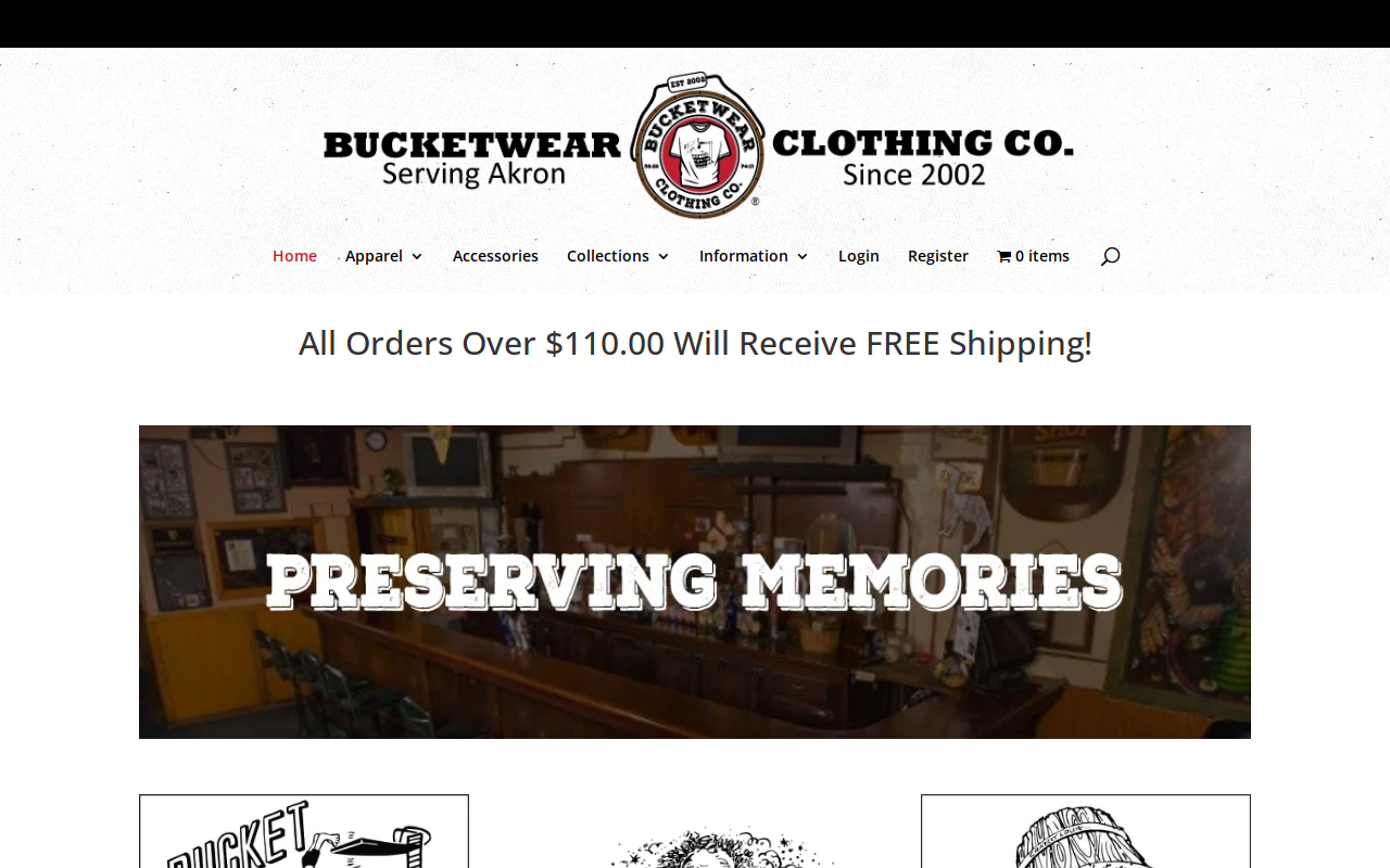 BucketWear Clothing Company website preview