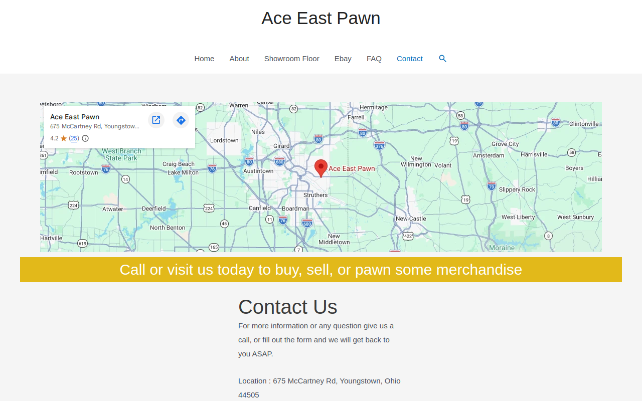 Ace East Pawn website preview