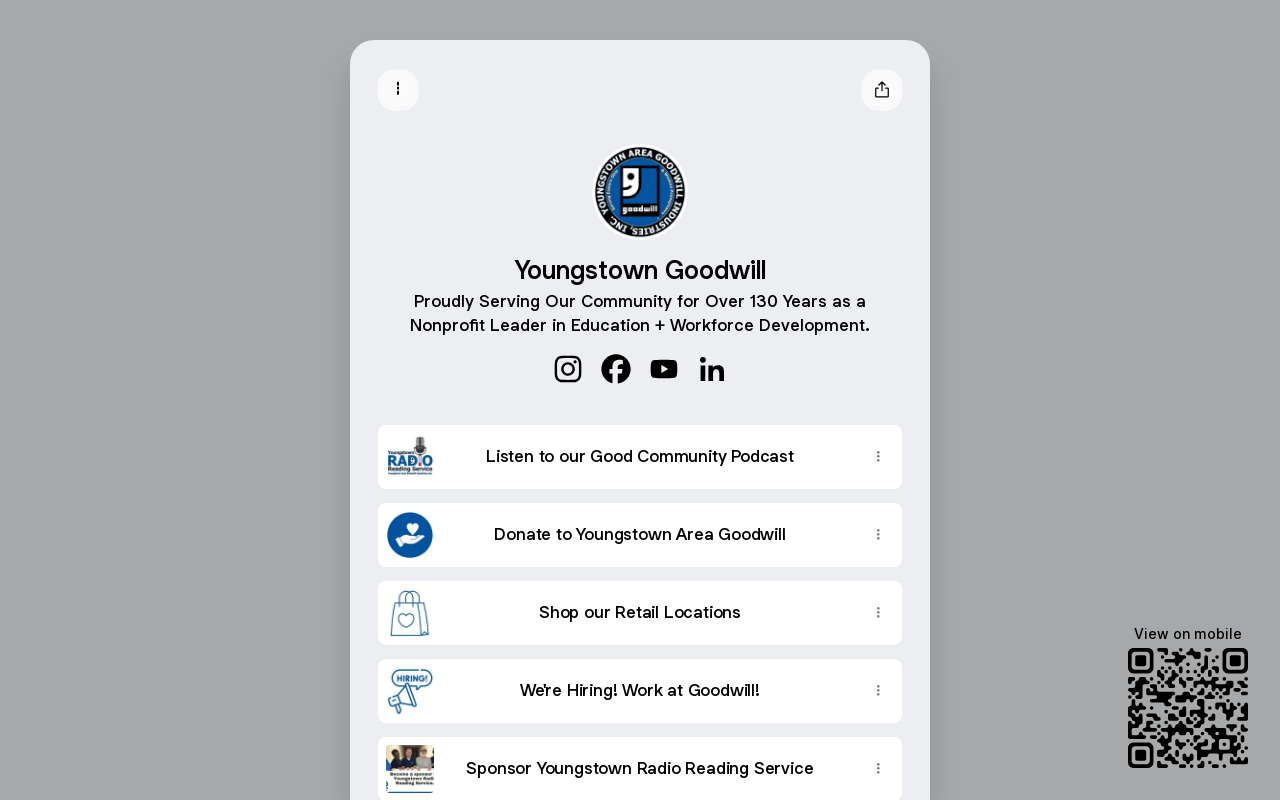 Youngstown Area Goodwill Industries, Inc. website preview