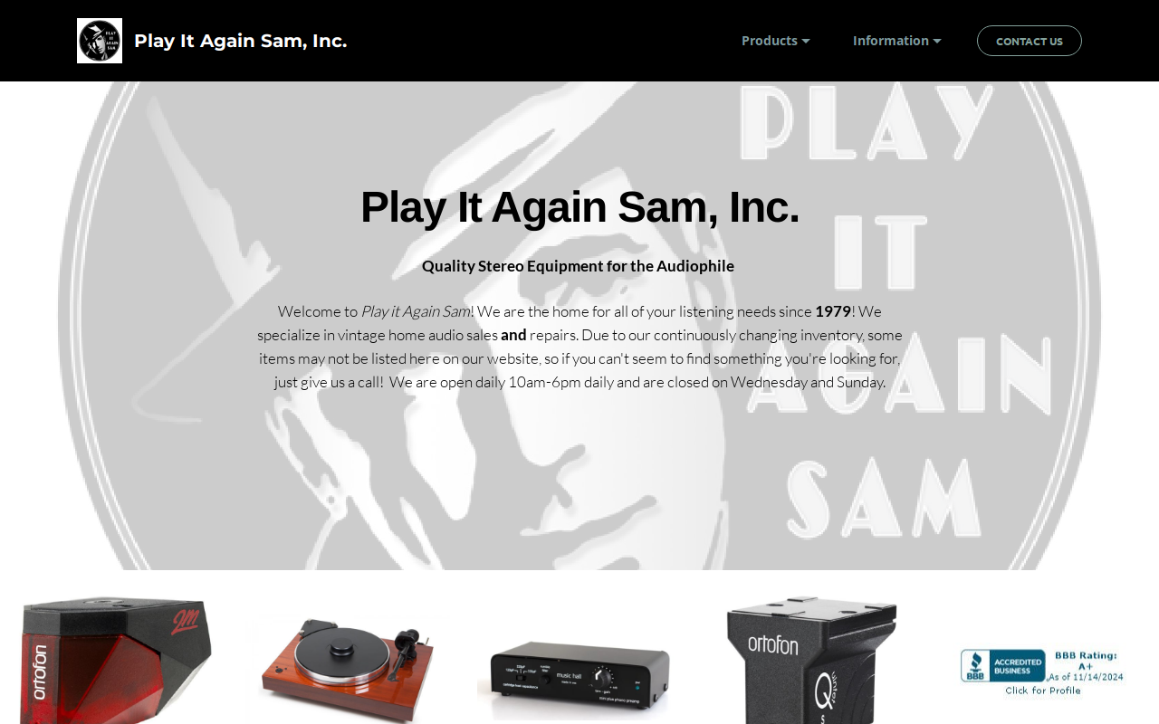 Play It Again Sam website preview