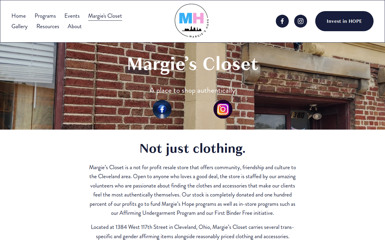 Margie's Closet website preview
